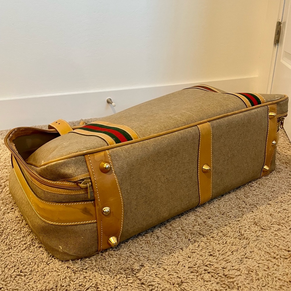 Gucci Vintage Fabric & Leather Suitcase Luggage - Picture 7 of 10